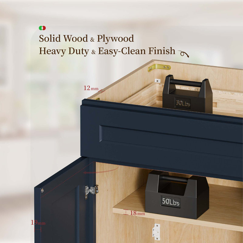 Armoire Shaker peu encombrante avec quincaillerie à fermeture en douceur et rangement réglable
