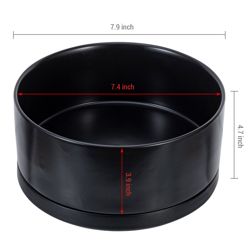 Pot à fleurs rond en céramique noire 7,5 po Lemington