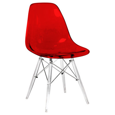 Culley Modern Acrylic Side Chair – Armless Transparent Accent Chair Lightweight Molded Plastic Seating for Dining Room, Kitchen, Vanity, Office, or Banquet