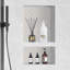 Niche de douche prête pour le carreau 16 po x 24 po, organisateur double tablette, noir