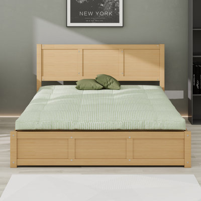 Lit escamotable en bois avec rangement sous le lit, tiroirs et tête de lit