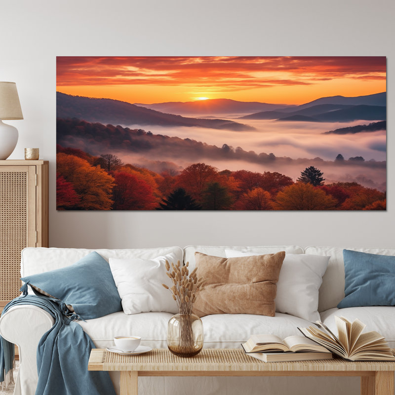 Tennessee Great Smoky Mountains Sunset II - Tennessee, art mural sur toile, H 28 po x l 60 po, Toile tendue, Sans cadre