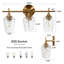 Luminaire de meuble-lavabo 3 lumières avec abat-jour en verre brossé doré
