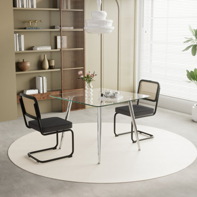 36in Square Glass Top Dining Set