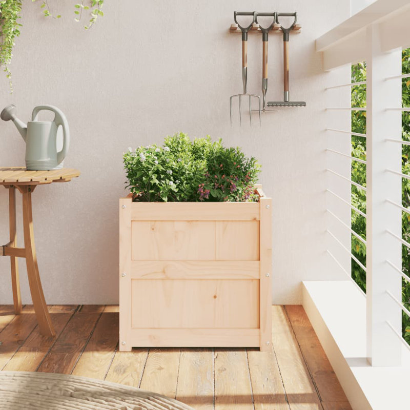 Wooden Kogut Flower Box, Natural, 1, 19.7" H X 19.7" W X 19.7" D