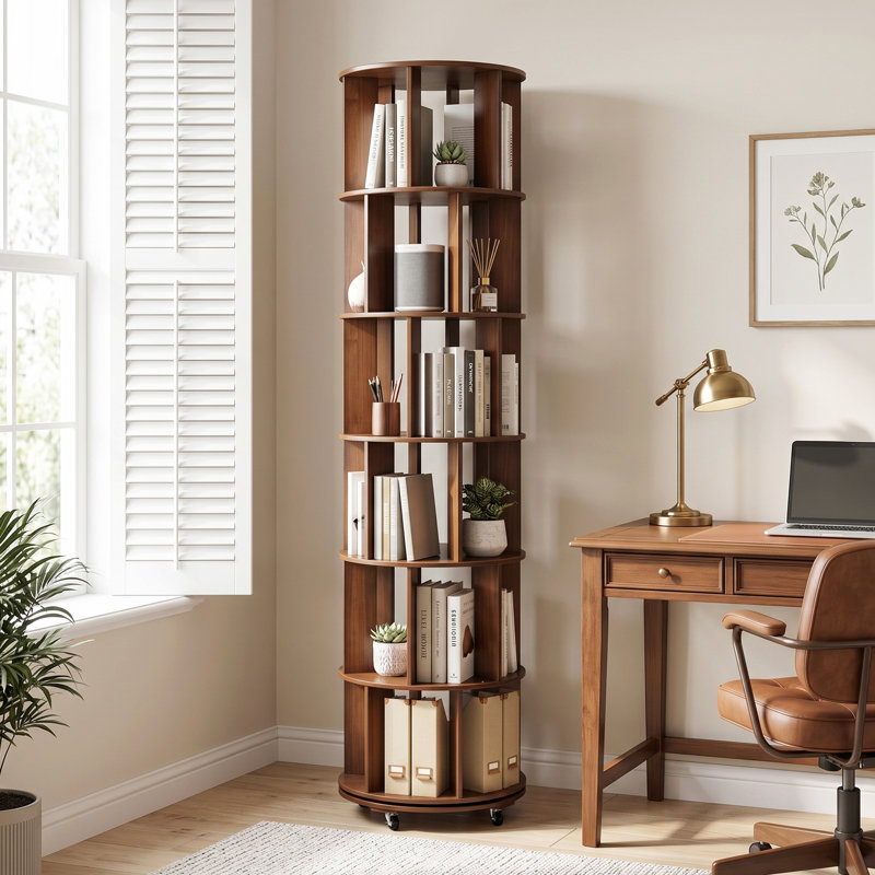 Solid Wood Book Caddy Cabinet, (6 tablettes) H 77,2 po x l 17,3 po x P 17,3 po