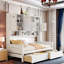 Lit de jour en bois tout-en-un Bellinger avec 2 tiroirs, armoires et tablettes-856040726-856040727