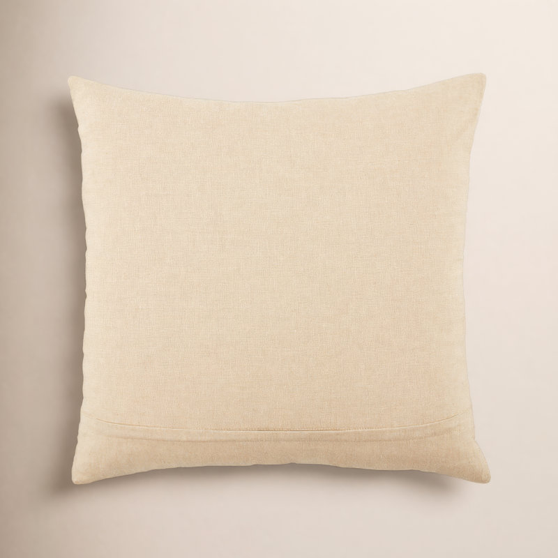 Ramona Square Cotton Pillow Cover & Insert, Blanc De Blanc/Silver Green/Rich Gold, Down