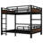 Full over Full Metal Bunk Bed with Safety Guardrails – Loft & Platform Bed, Vintage Wood-Colored-144096035-144096060