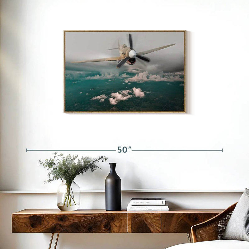Avion Curtiss P 40 Warhawk, Cadre flottant en bois naturel, 31 po x 21 po