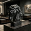 Sculpture tête de cheval rustique avec base, buste de cheval en résine de texture bois rétro pour décor de style campagnard