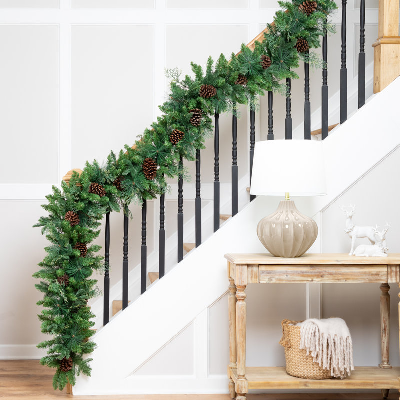 Pine And Cedar Artificial Christmas Garland With Pinecones - 10' X 15" - Unlit