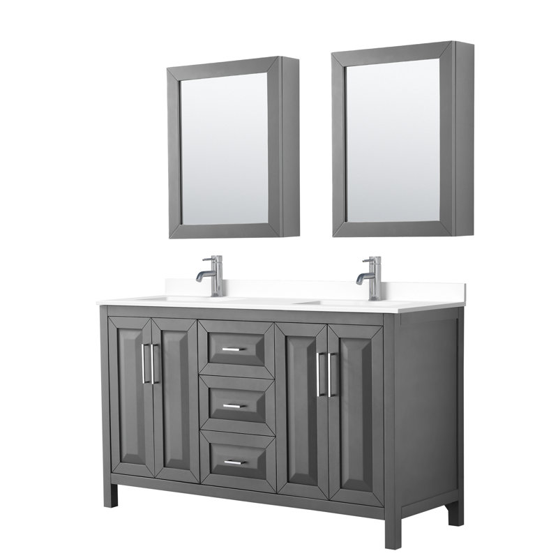 Daria 60'' W Double Vanity, Dark Gray, Polished Chrome