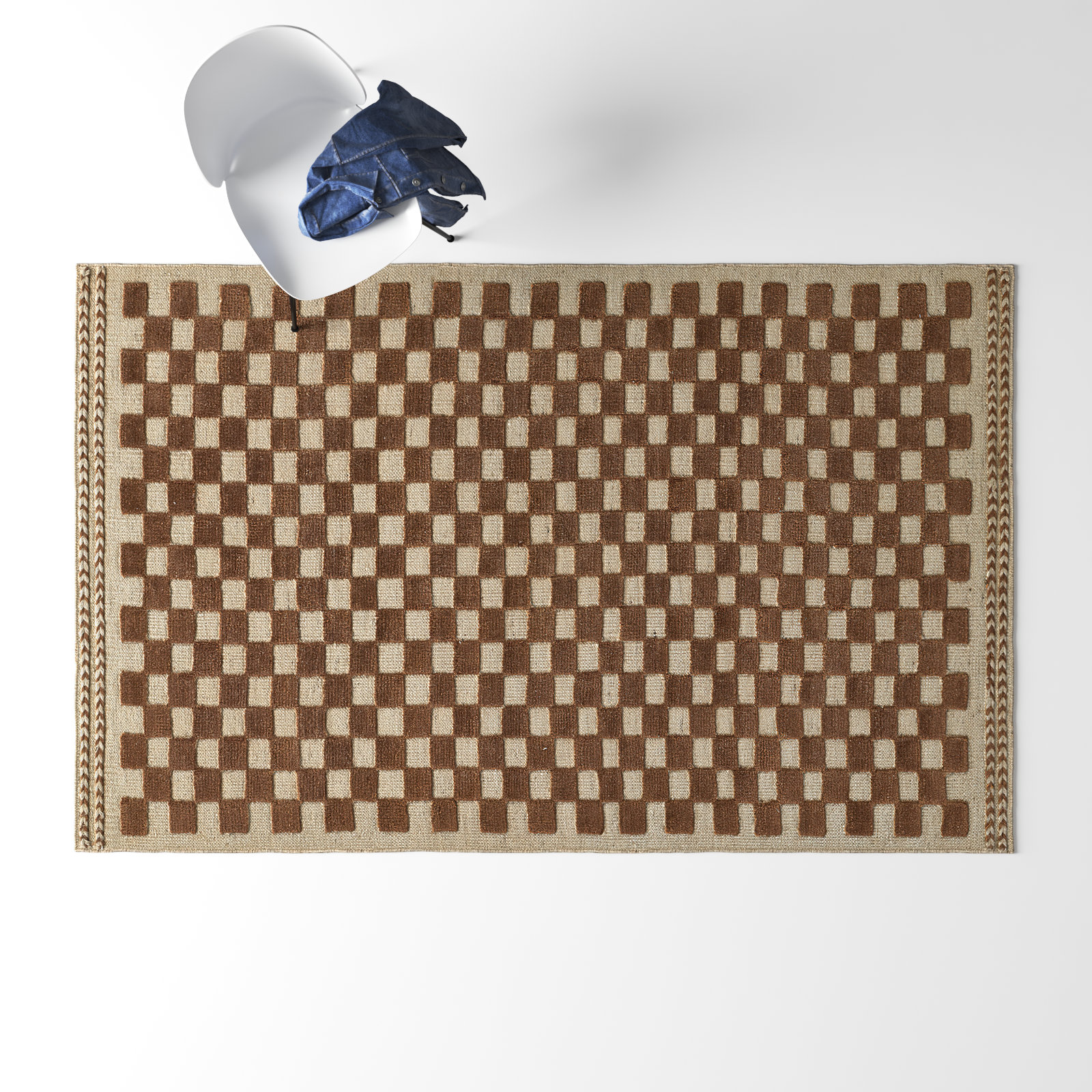 Azle Handmade Wool Brown Rug, Rectangle 8' x 10'