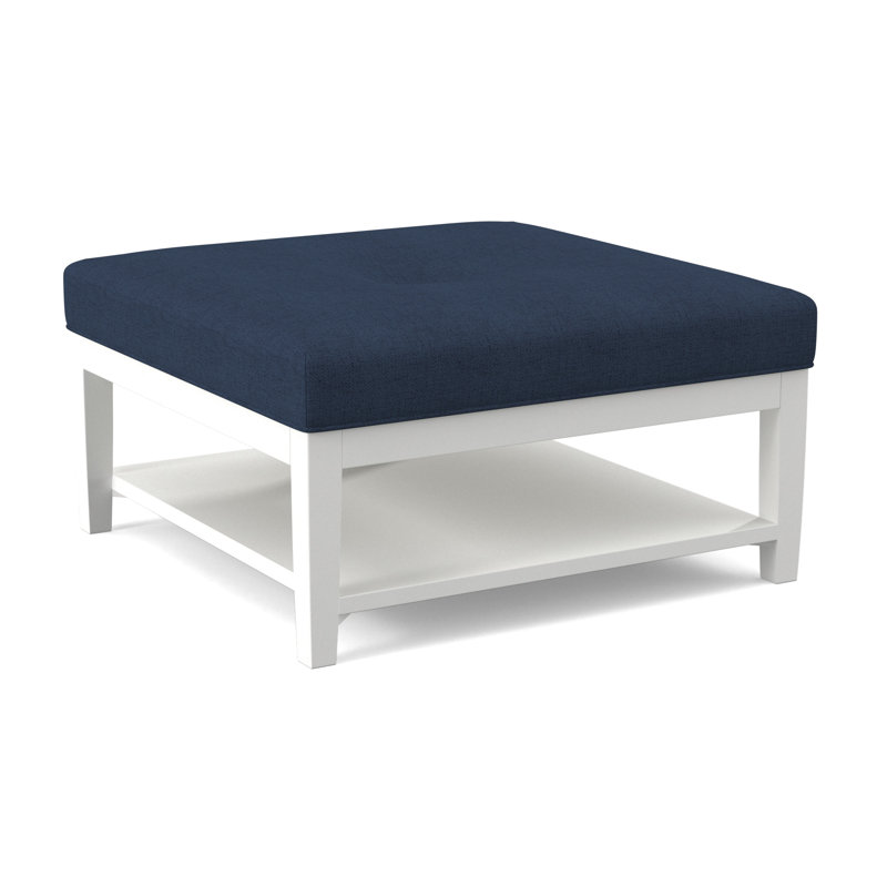 Hammond Square Ottoman, Frost White Finish, White Performance Fabric; 0851-94