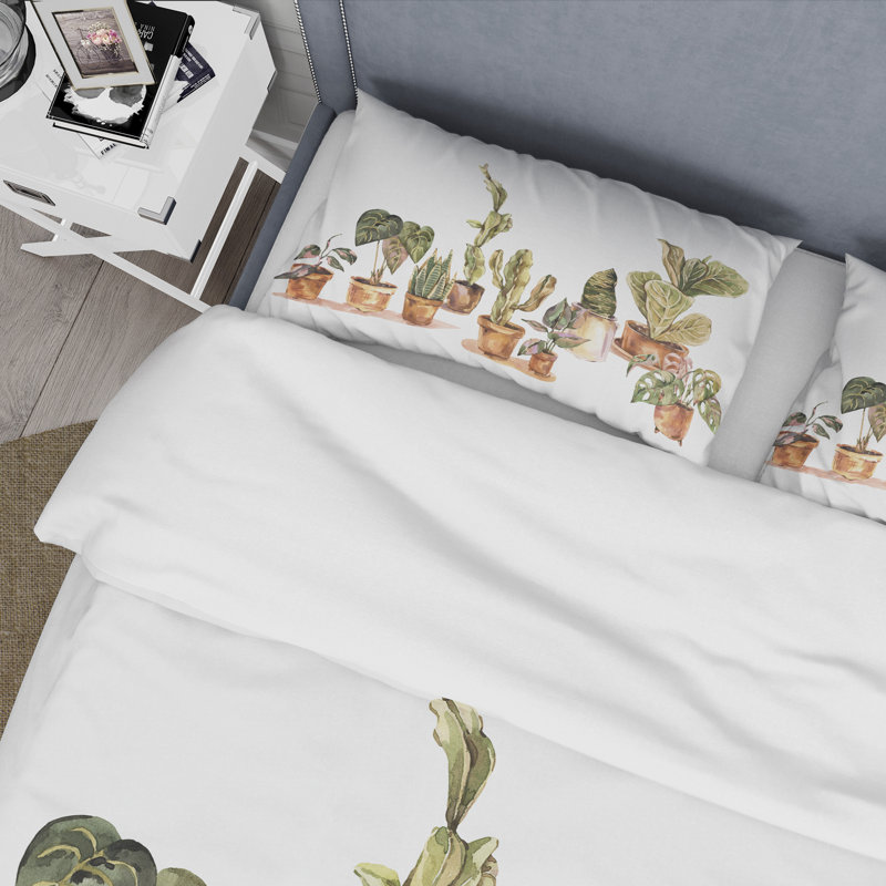 Plantes d'intérieur d'intérieur Urban Jungle I - Ensemble de housse de couette traditionnel - Microfibre de polyester