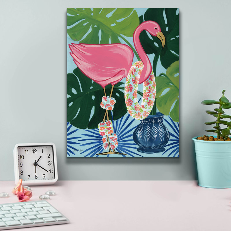 Art mural sur toile Epic Graffiti «Flamingo Happy Hour 2» par Yvette St. Amant, H 16 po x l 12 po x P 0,75 po