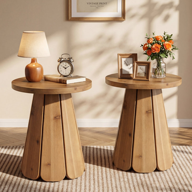 Pedestal End Table, Set of 2