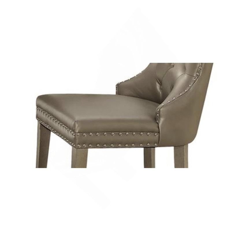 Kacela Champagne Synthetic Leather & Champagne Finish Side Chair (Set Of 2)