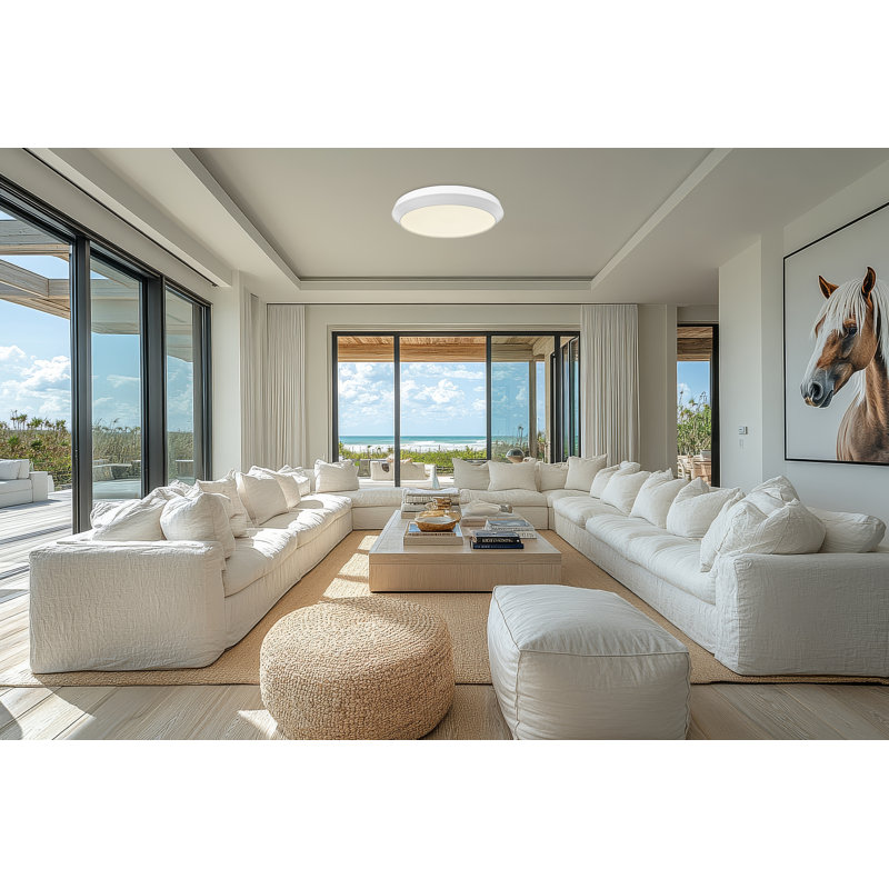 Plafonnier encastré 1 lumière blanc mat 20 pouces Grenshaw, Blanc mat
