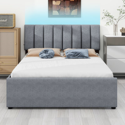 Lit plateforme tapissier avec lit gigogne