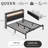 Queen Metal Platform Bed with 2-Tier Storage Headboard, Charging Station, Bed-End Drawer, LED Lights, Easy Assembly, Black-1768503663