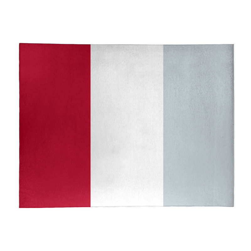 Tapis tissé à plat rouge/blanc/argent Los Angeles, Rectangle 5 pi x 7 pi