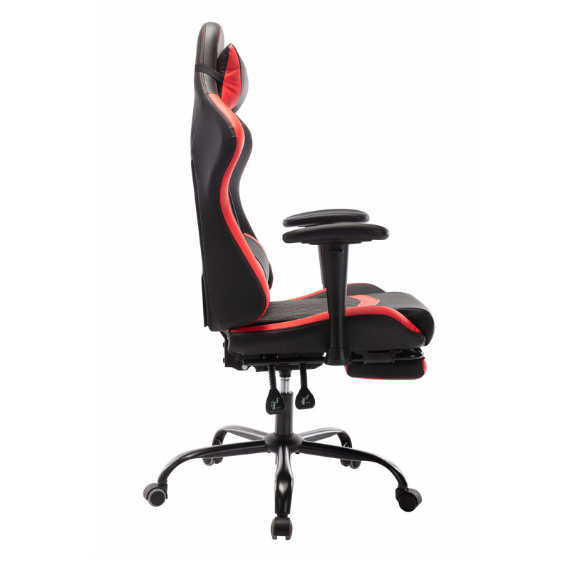 Inbox Zero Gustava Adjustable Reclining Ergonomic Faux Leather Swiveling PC & Racing Game Chair with Footrest