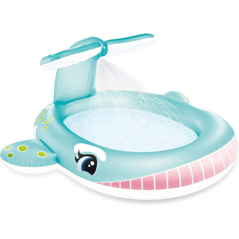 Intex 57440EP 79" x 77" x 36" Inflatable Whale Spray Kiddie Pool for Kids 2+