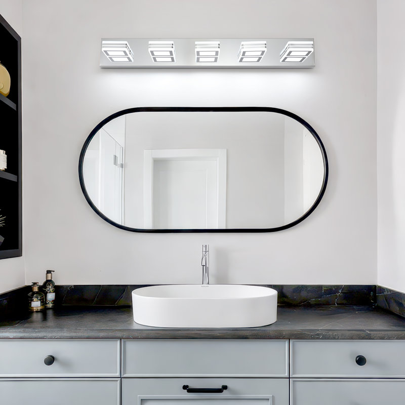 Lumière de meuble-lavabo moderne à DEL à intensité variable avec tête rotative à 360 ° en acrylique, pour salle de bain, salon