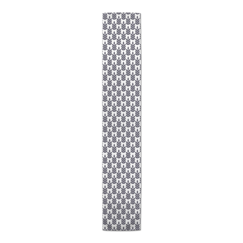 Abirami Floral Table Runner, 90" x 16", Dark Gray