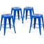 4 tabourets de bar bleus en métal sans dossier à hauteur de comptoir de 24 po, amovibles, faciles à nettoyer, pour les tabourets de salle à manger 4 po bleus
