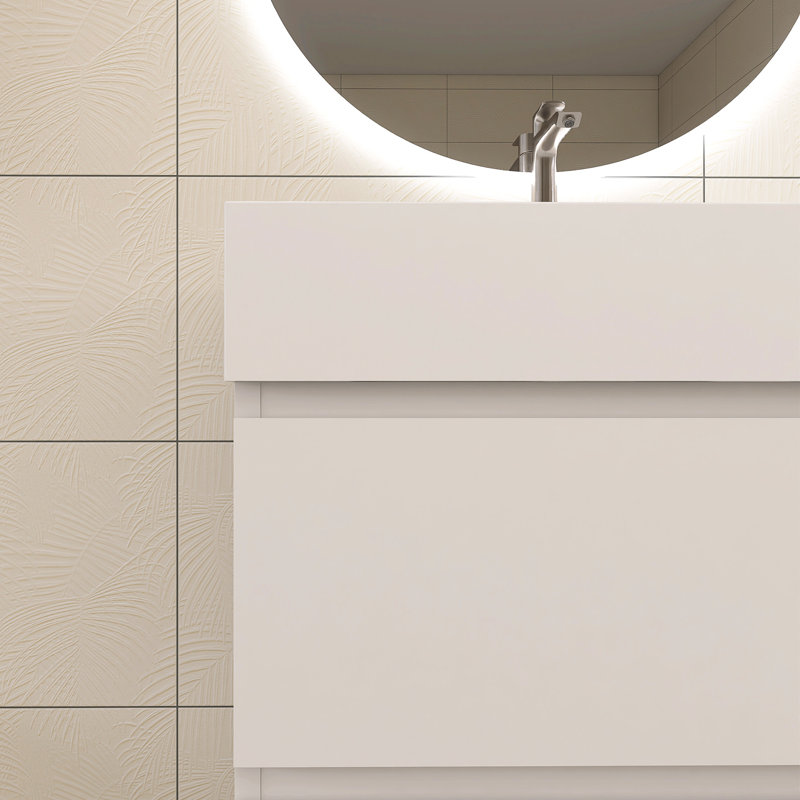 24,00 po X P 18,10 po P 25,20 po Meuble-lavabo mural simple H avec comptoir blanc, Blanc