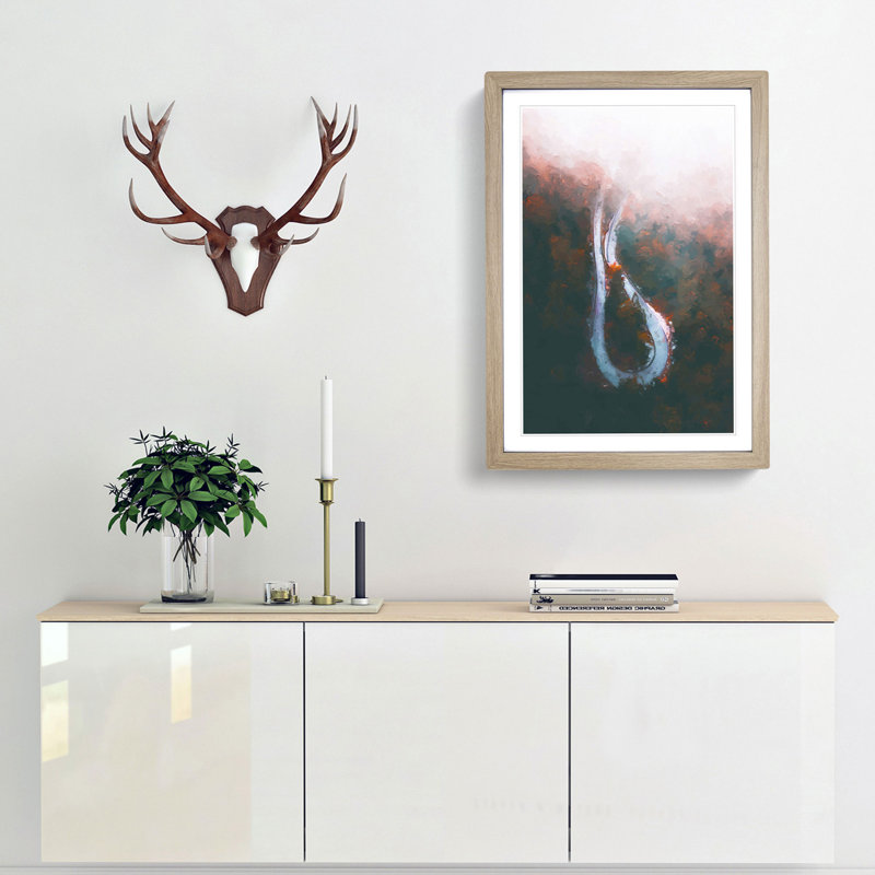 Clouds over the Forest Road in Abstract - Picture Frame Graphic Art Print, Oak Framed, 65cm H x 48cm W x 2cm D