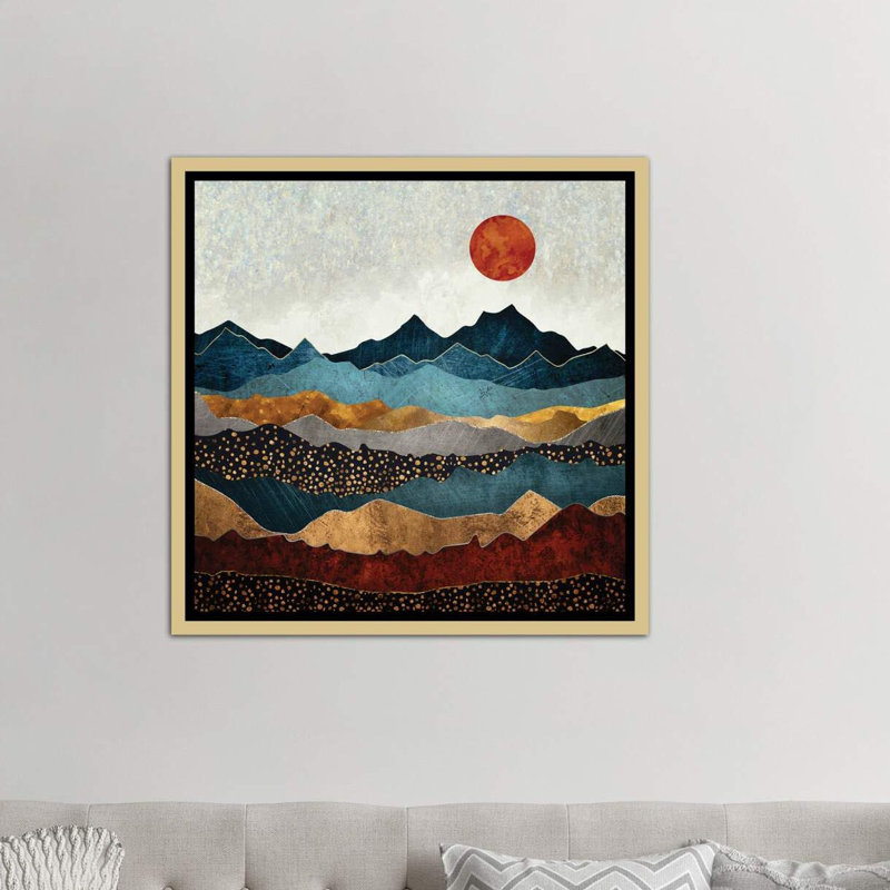 «Amber Dusk» par Spaceécur Designs - reproduction, H 37 po x l 37 po x P 1,5 po, Toile encadrée d'or