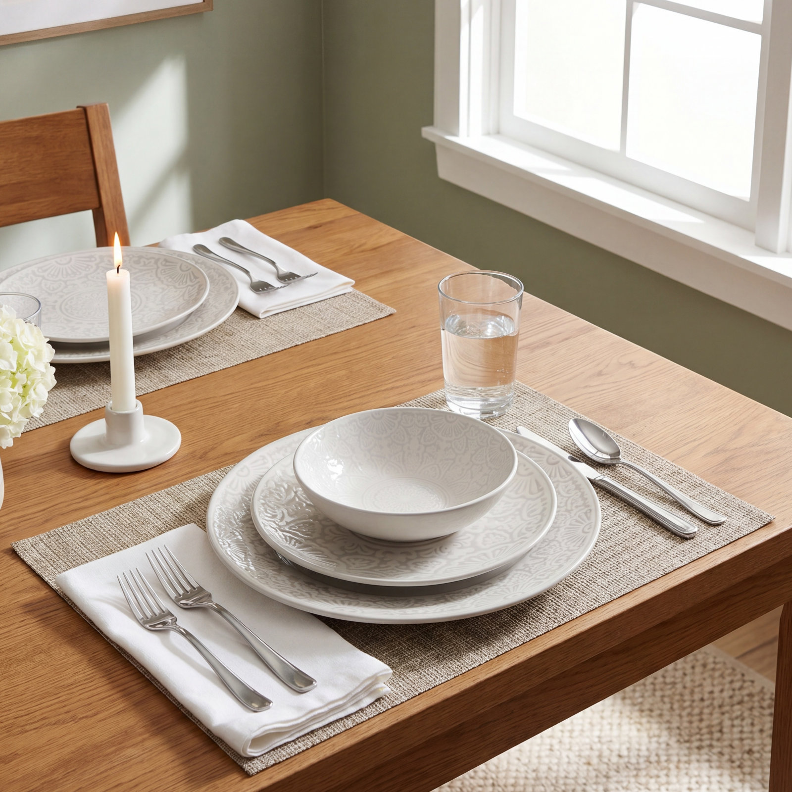 Havana Porcelain Dinnerware Set - Service for 4, Gray