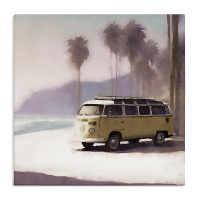 «Yellow Van on Beach», art mural sur toile par Noah Bay