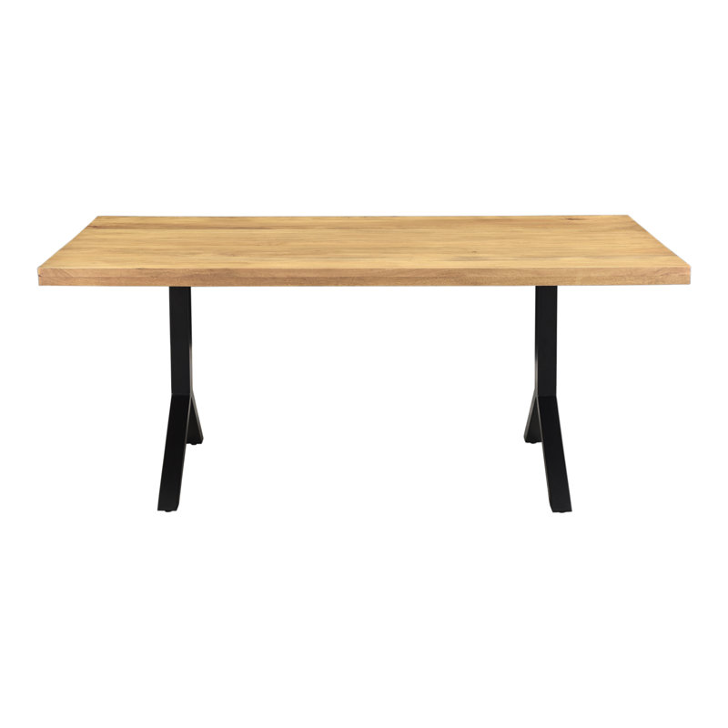 TRIX Solid Wood Dining Table, Natural, Black