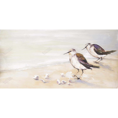 Two sandpipers on the beach - 15.75"x31.50" Desk mat