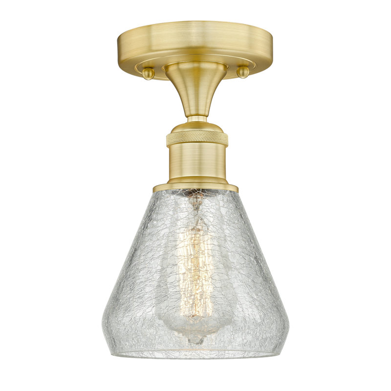 Ayios Glass Semi Flush Mount, Satin Gold