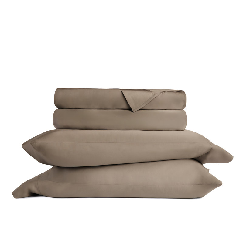 Ensemble de draps 100% rayonne de bambou soyeux, Ensemble de draps pour très grand lit avec 2 taie, Taupe