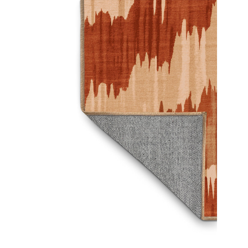 Tapis d'inspiration mondiale Wynsum lavable à la machine en brun - reliure brun clair, 8 x 12