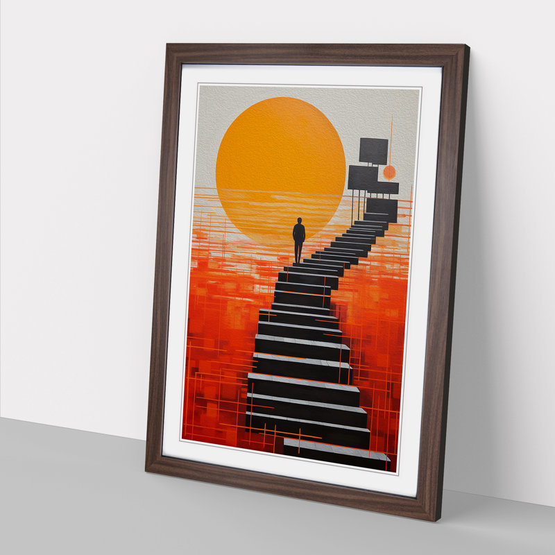 Pier Constructivism - Single Picture Frame Print on Wood, Walnut Framed, 46cm H x 34cm W x 2cm D