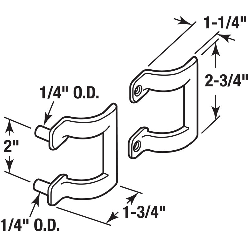 Prime-Line Diecast Shower Door Handle Set for Shower Doors or Tub Enclosure, 2 Hole Center, Brass (1 Set)