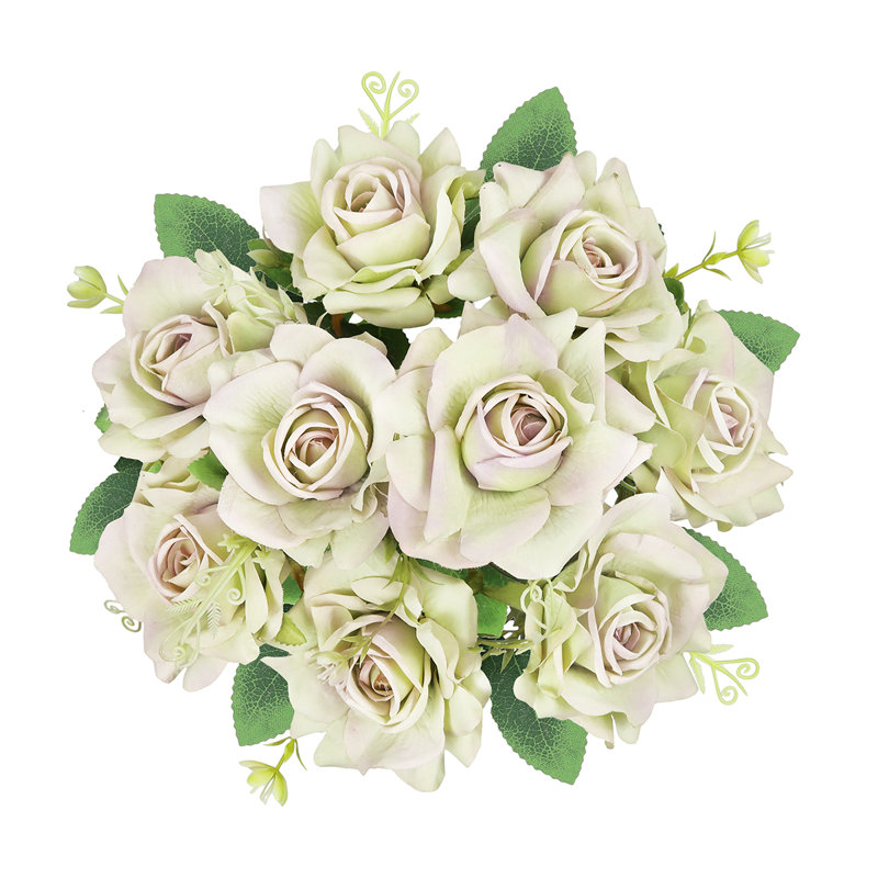 Bouquet de tiges de roses artificielles gardénia, Beige / vert