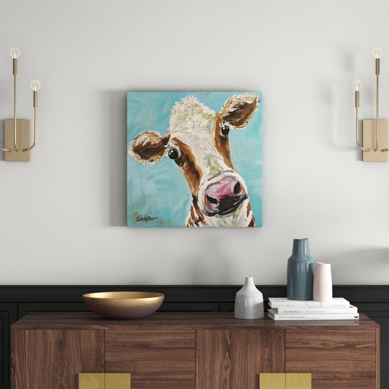 Cow Miss Moo Moo by Lee Keller - Wrapped Canvas Painting, 30cm H x 30cm W x 3.81cm D