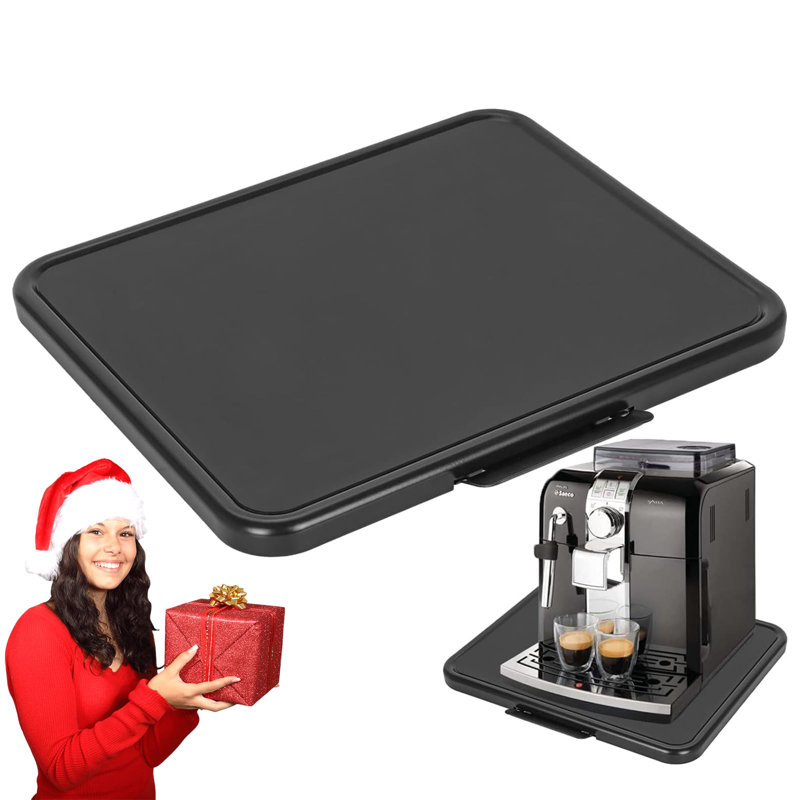 Kitchen Appliance Sliding Tray - Coffee Maker Slider With Rolling Wheels Under Cabinet Countertop Storage Organizer Moving Caddy Extra Wide