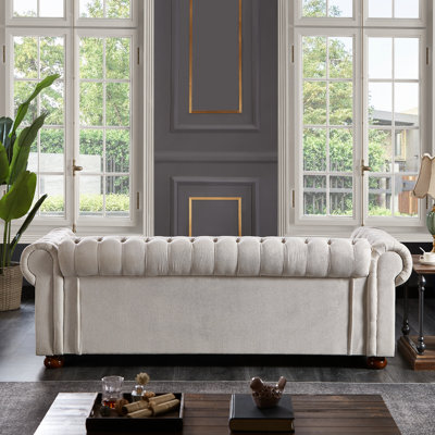 Chesterfield Sofa In Linen Fabric