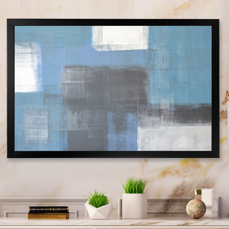 «Gray Meets Blue Modern Art II», reproduction de Marmont Hill, Toile avec cadre noir, H 8 po x l 12 po x P 1 po
