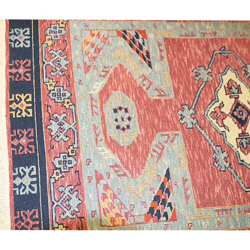 Hand Knotted Wool Area Rug in Red